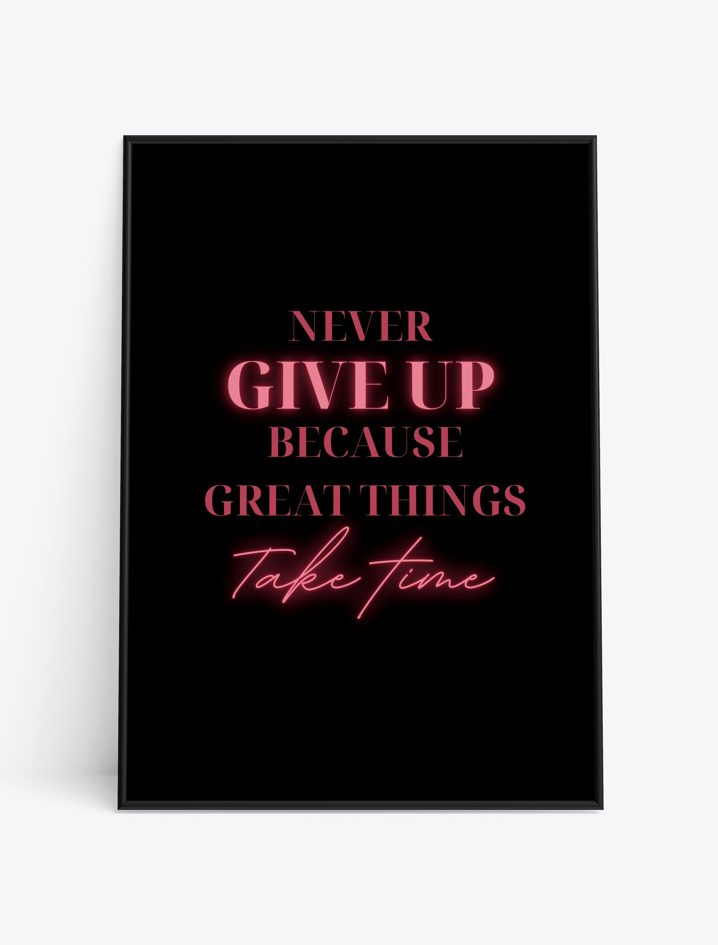 NEVER GIVE UP BECAUSE GREAT THINGS TAKE TIME